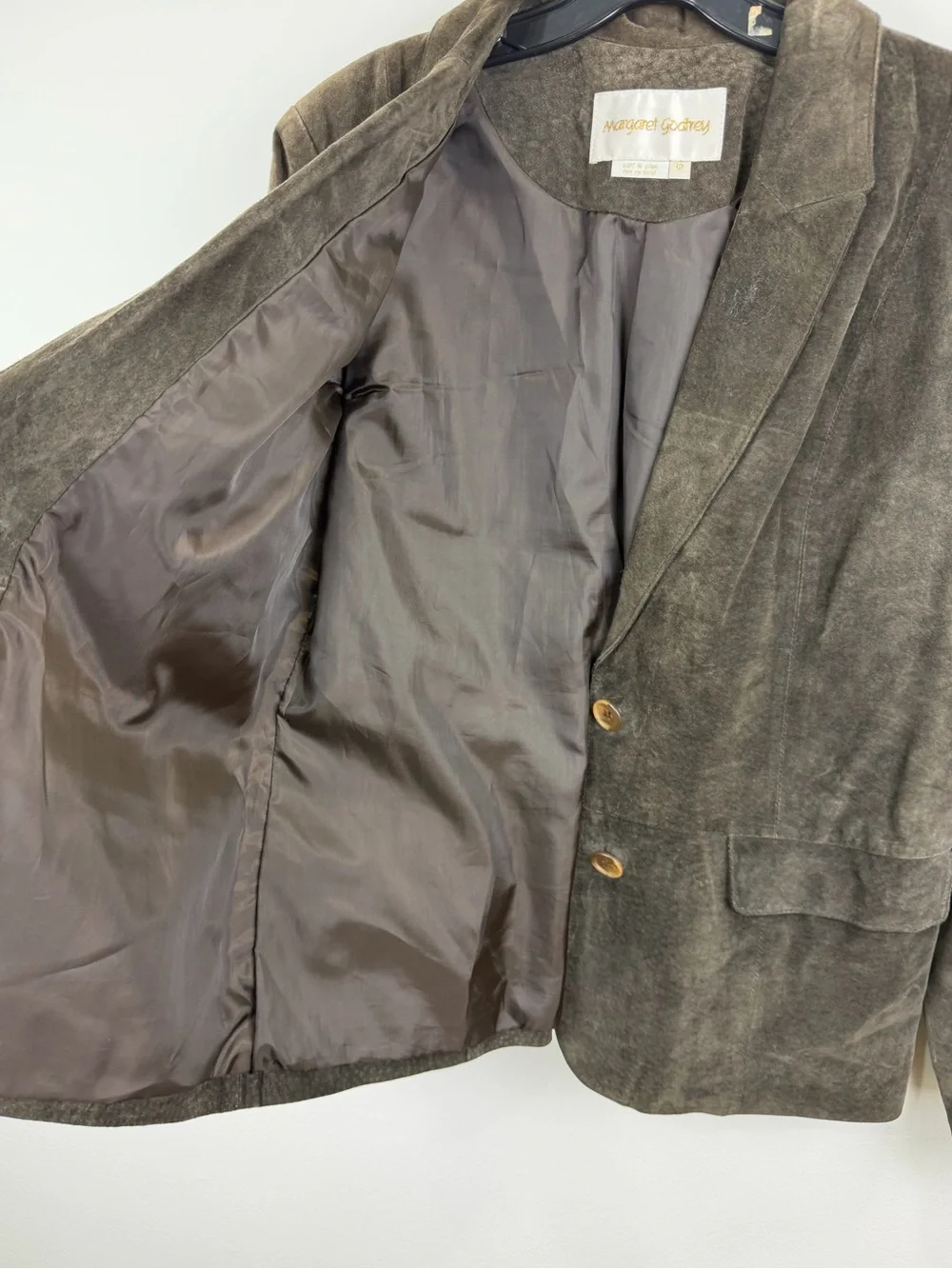 Margaret Godfrey Y2K Brown Suede Leather Blazer Jacket Size 12